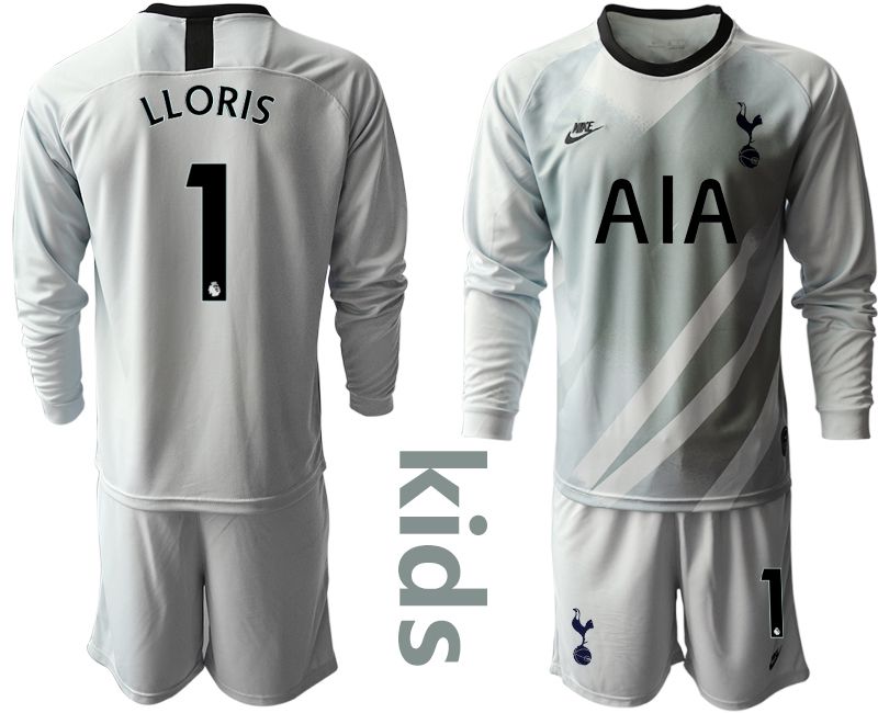 Youth 2019-2020 club Tottenham Hotspur gray long sleeve goalkeeper #1 Soccer Jerseys->tottenham jersey->Soccer Club Jersey